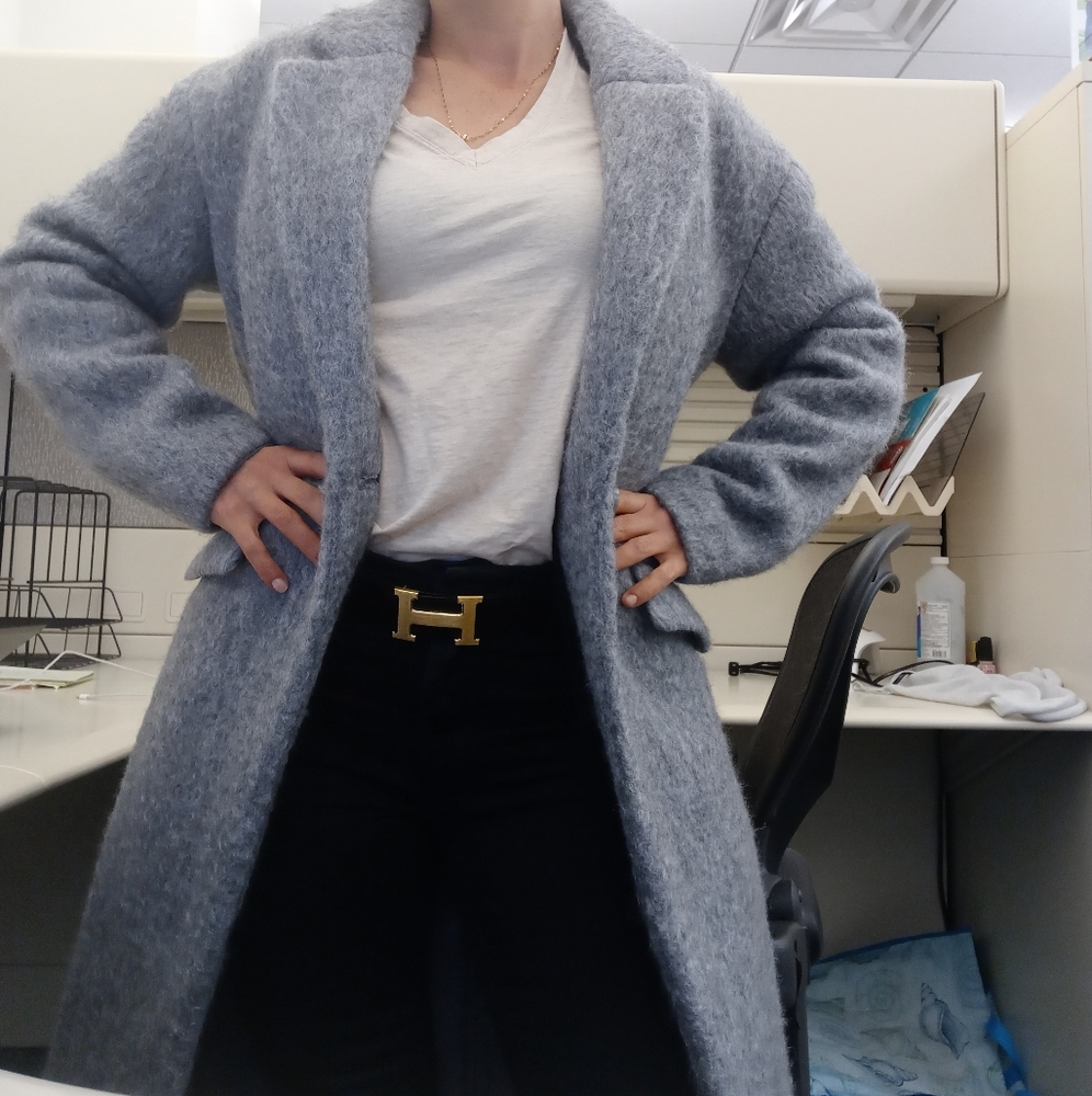 EXPRESS gray wool long car coat XS